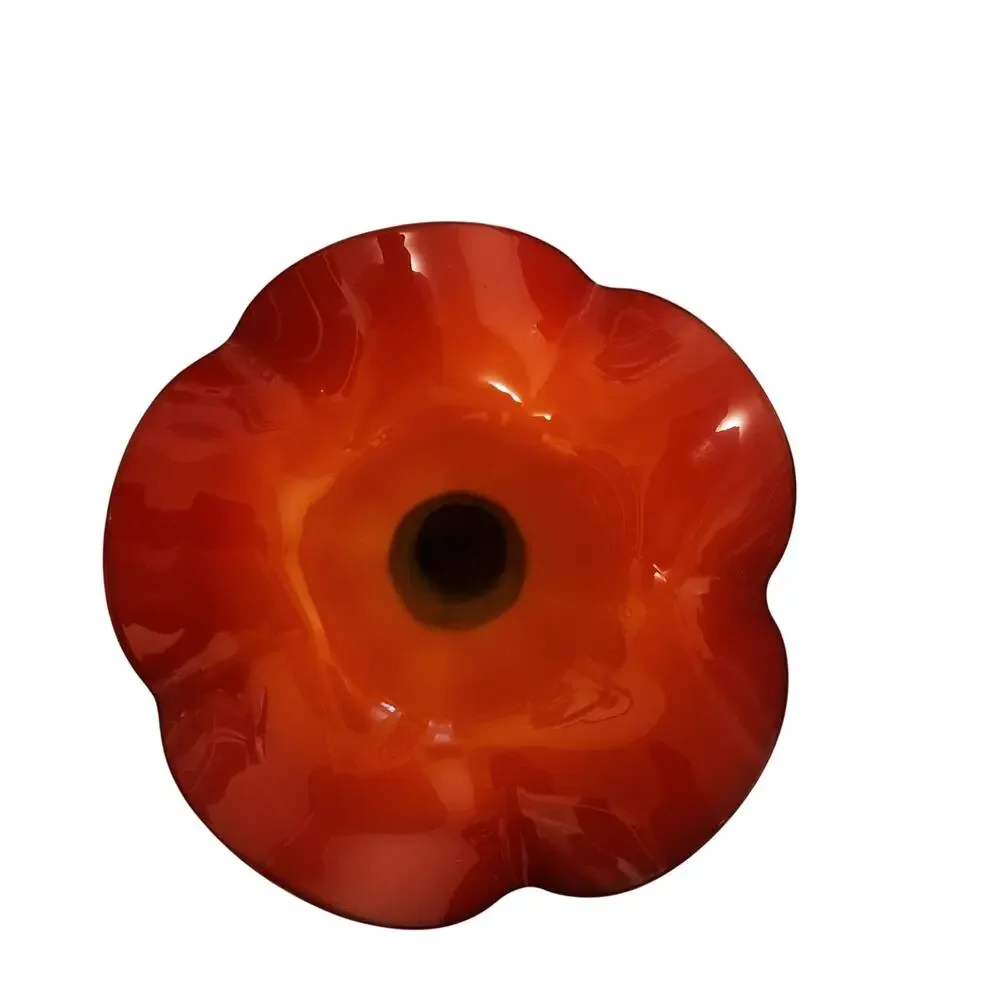 Vintage Murano Style Art Glass Vase 5 Petal- Colorful Calla Lily Design -
